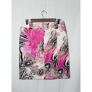 Harve Bernard pink leopard paisley Barbie knee length pencil skirt sz 10p